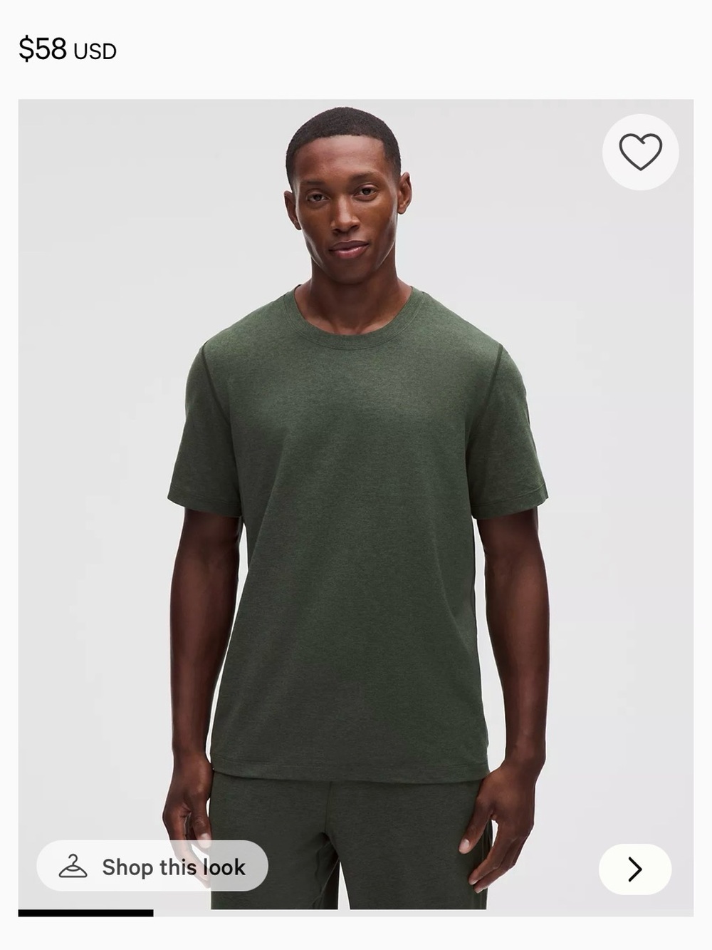 Men's Crew Neck T-Shirt in Olive Green